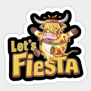 Highland Cow Print Cinco De Mayo Cow Mexican Fiesta Party Sticker